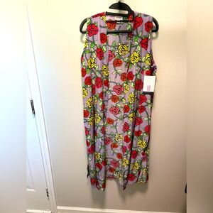 NWT- Women’s LulaRoe Joy Duster Vest Size Medium Purple with Multi Color Roses